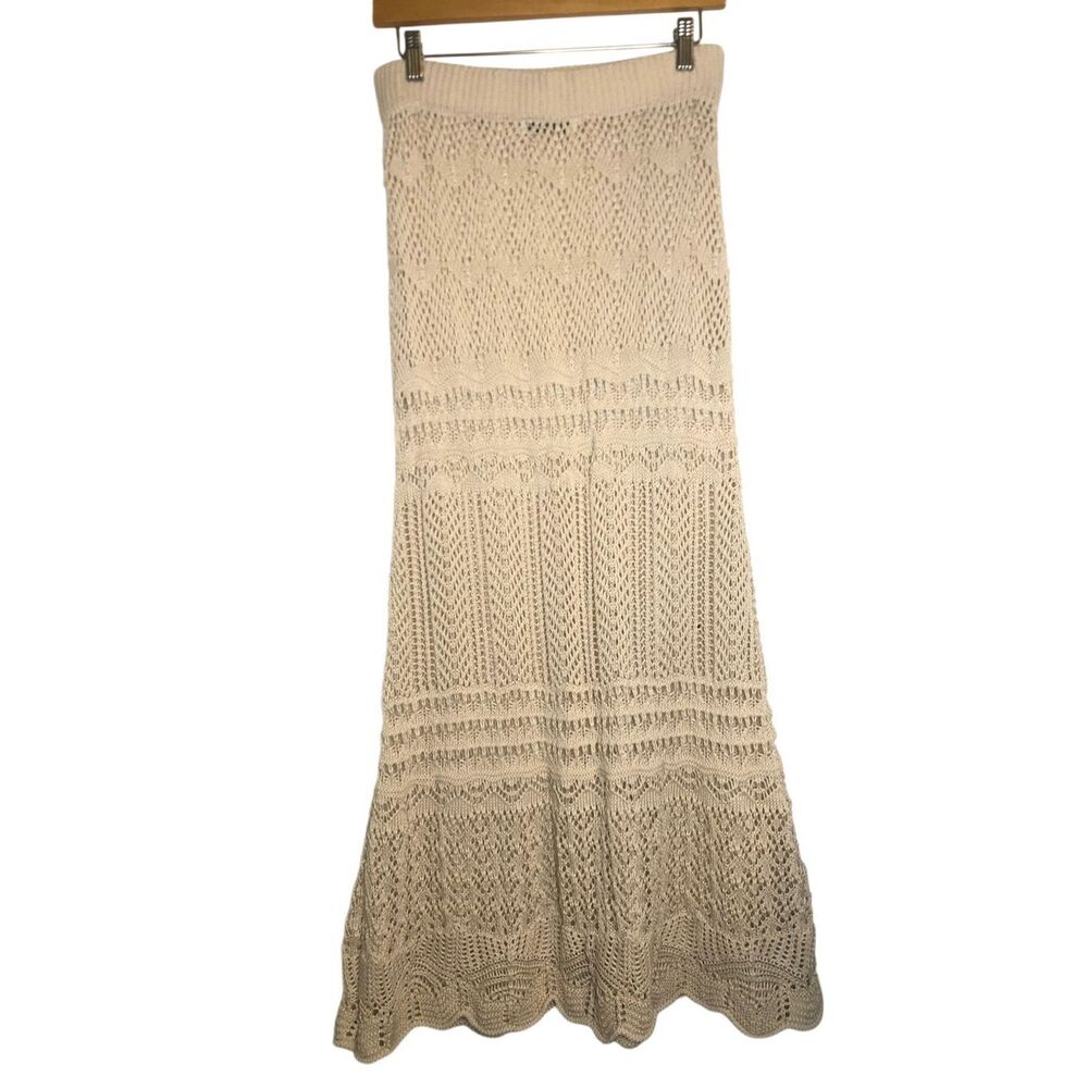 Miss Sparkling Boho Crochet Maxi Skirt M Festival Hippie Mermaid Knit Beach - Picture 3 of 8